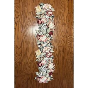 JBN 100% Baumwolle Floral Table Runner 44" Die Cut Beautiful Very Good Condition